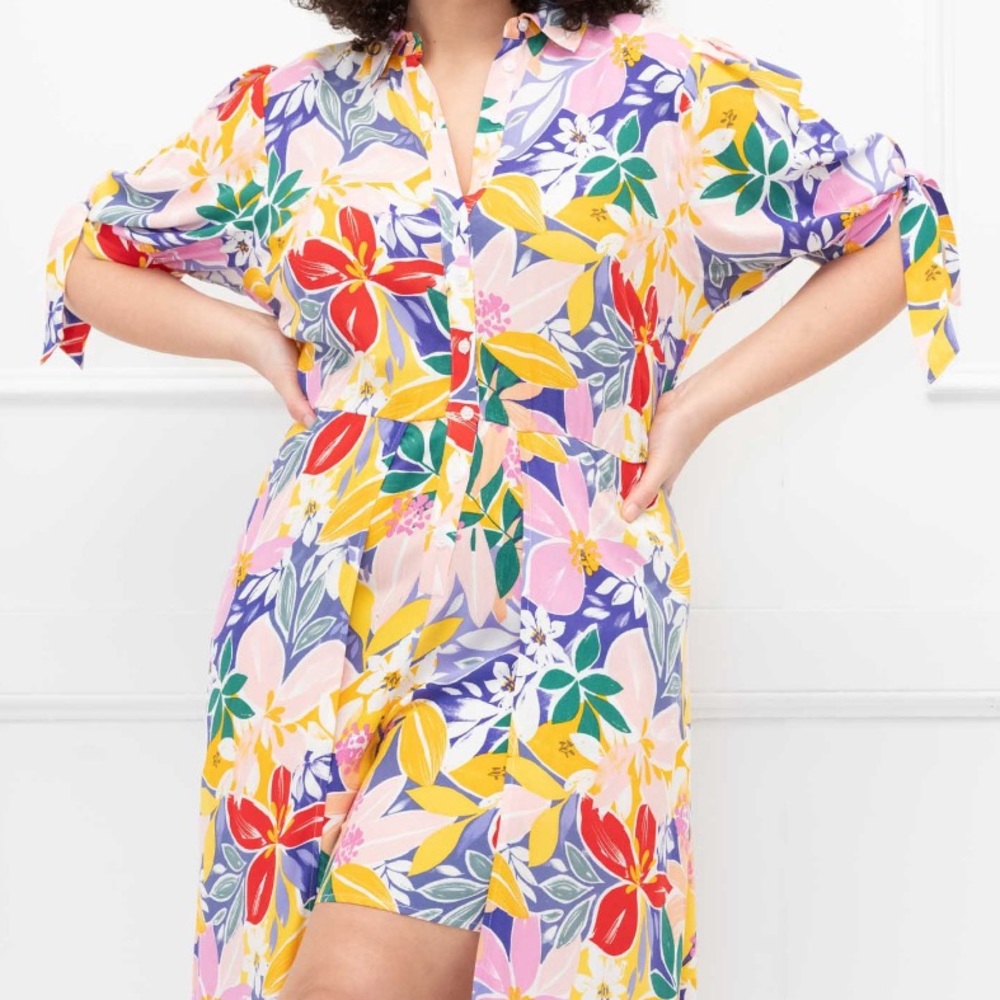 Plus Floral Romper With Skirt